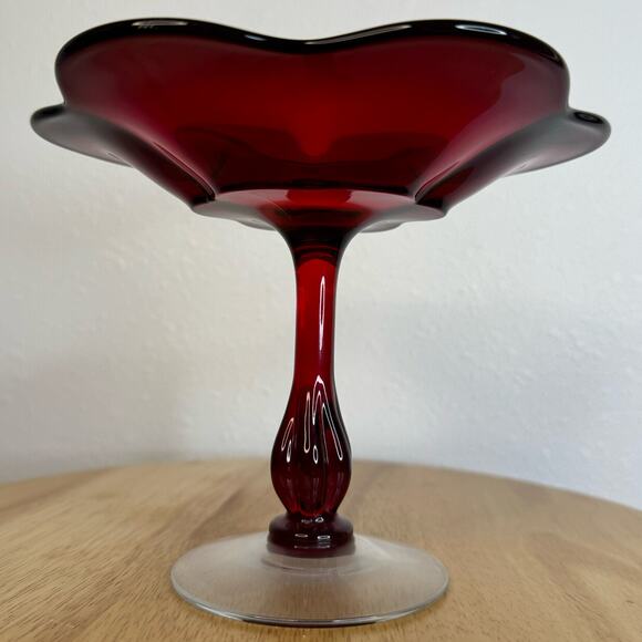 Vintage Duncan Miller Canterbury pattern #115 Ruby Red glass Compote - Picture 4 of 8